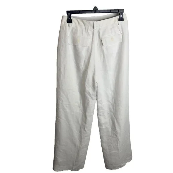 J.Crew $128 Wide-leg Essential pant in linen White Size 2 BW528 - Picture 7 of 8
